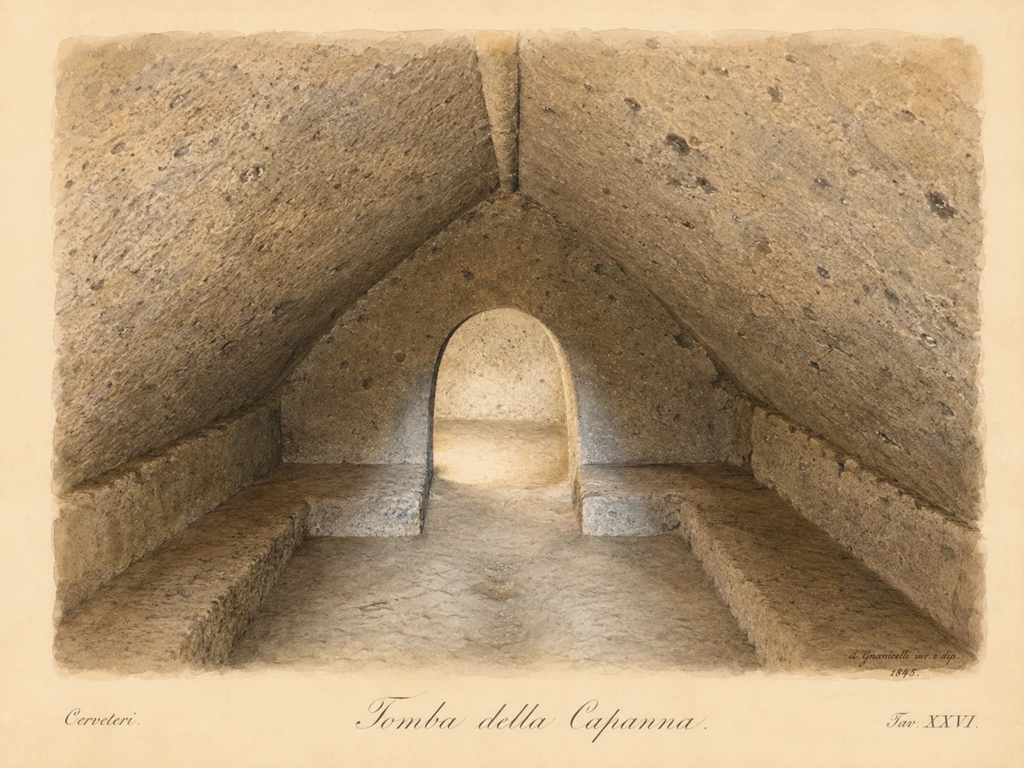 Illustrated reconstruction of the Hut Tomb