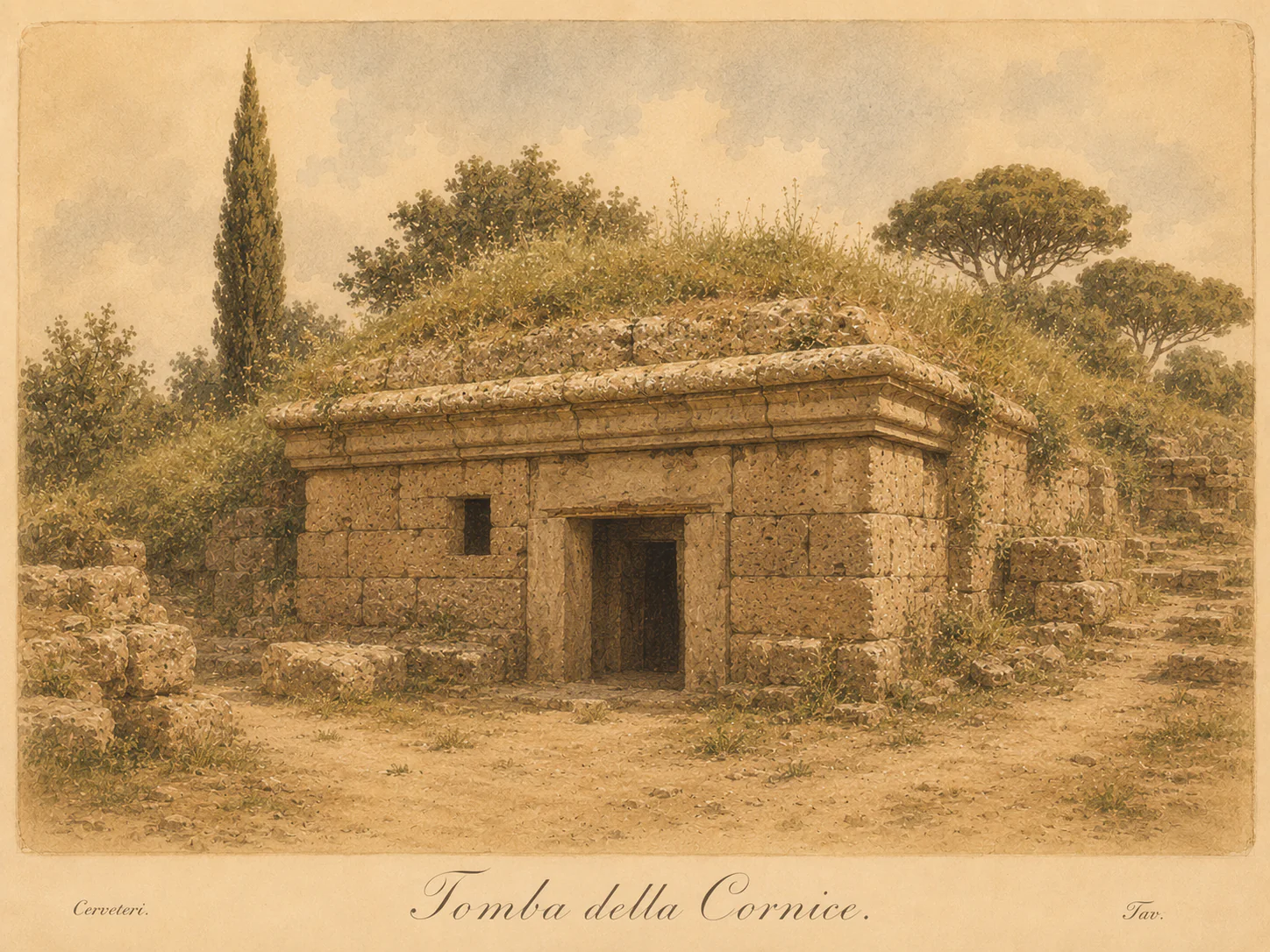 Illustrated reconstruction of the Tomb of the Moulding