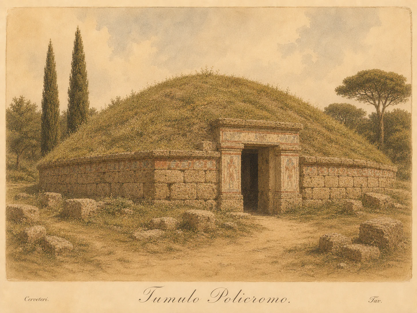 Illustrated reconstruction of the Polychrome Tomb